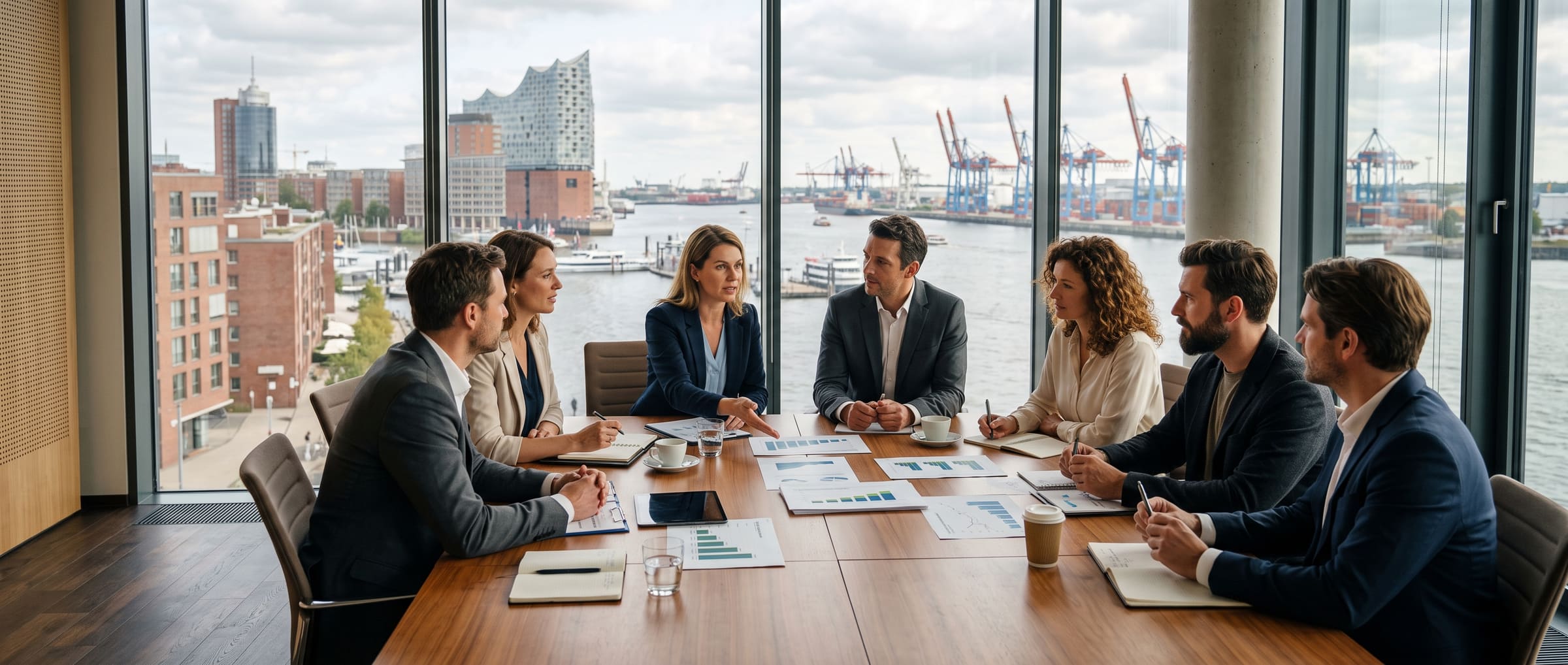 Führungsteam in konzentrierter Strategiediskussion – Symbolbild für Wachstum